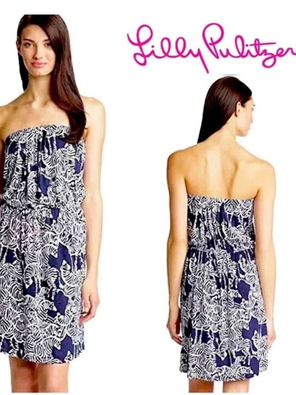 Lilly Pulitzer Matyson Strapless Mini Dress Navy I Herd You Zebra Print Women S